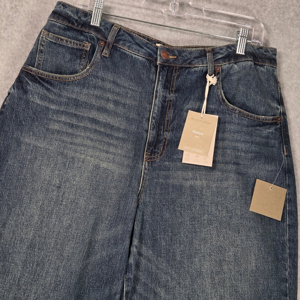 Oliver Logan NEW Womens 32 Harlow Barrel High Rise Denim Jeans Blue Stretch